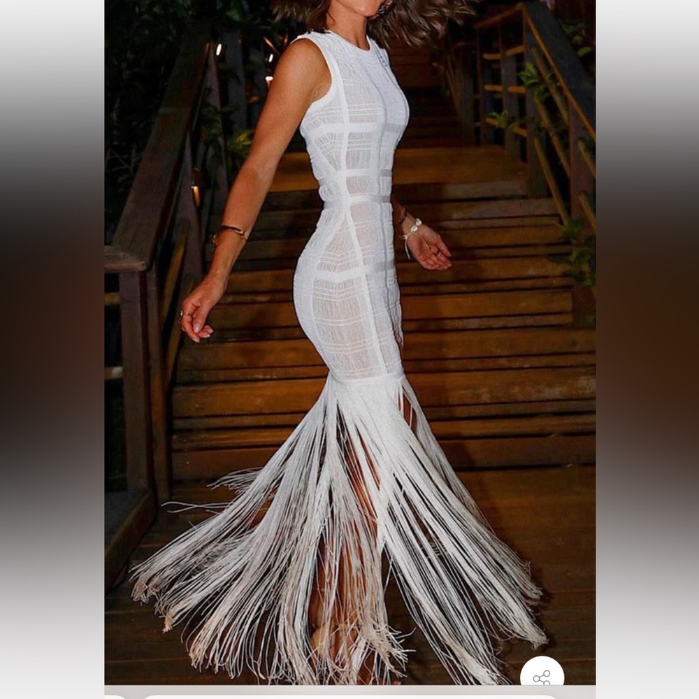 White fringe dress